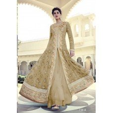 7318-A Gold Colour Nargis Fakhri Wedding Wear Dress 
